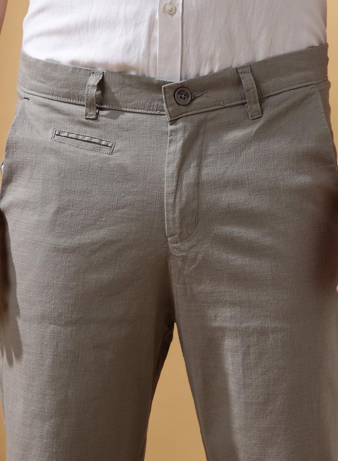 Dennis Lingo Men's Grey 100% Cotton Solid Pattern Full Length Chinos Straight Fit Trouser  - Image 5