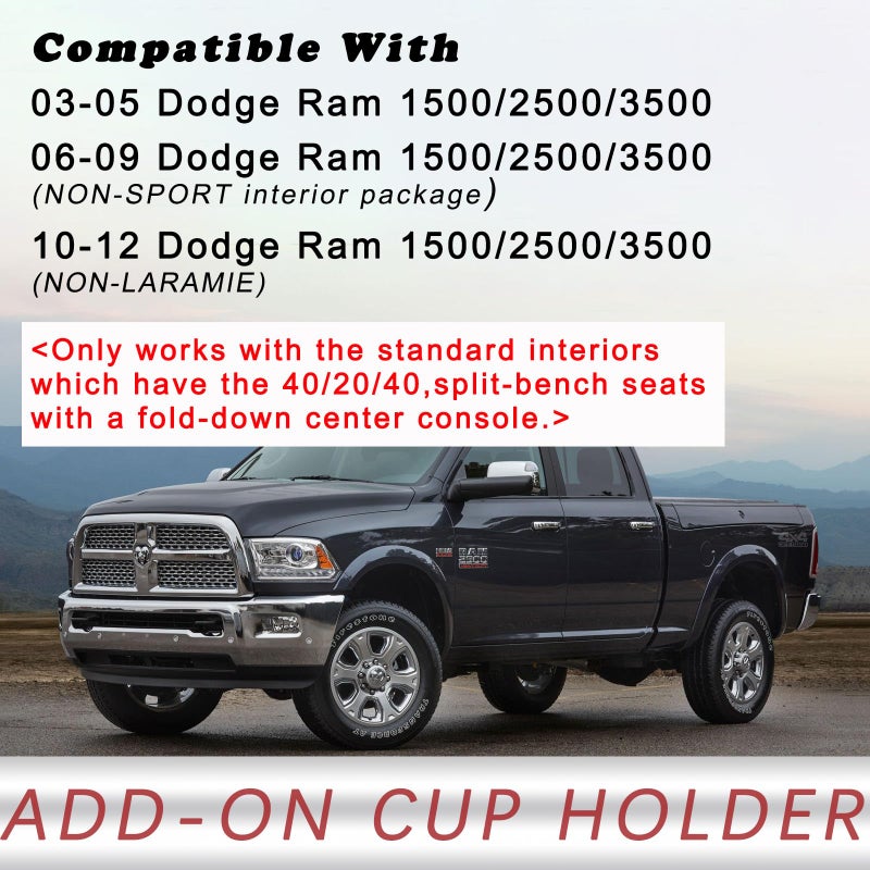 TQPONLY Carbon Fiber Cup Holder Attachment for Center Console | Compatible with 2003-2012 Dodge Ram 1500 2500 3500 Truck | Replaces SS281AZAA Front Seat Add-On Cupholder Tray Insert - Image 2