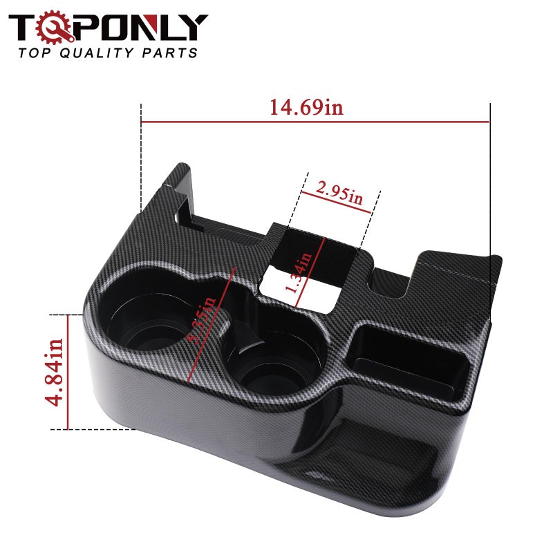 TQPONLY Carbon Fiber Cup Holder Attachment for Center Console | Compatible with 2003-2012 Dodge Ram 1500 2500 3500 Truck | Replaces SS281AZAA Front Seat Add-On Cupholder Tray Insert - Image 3