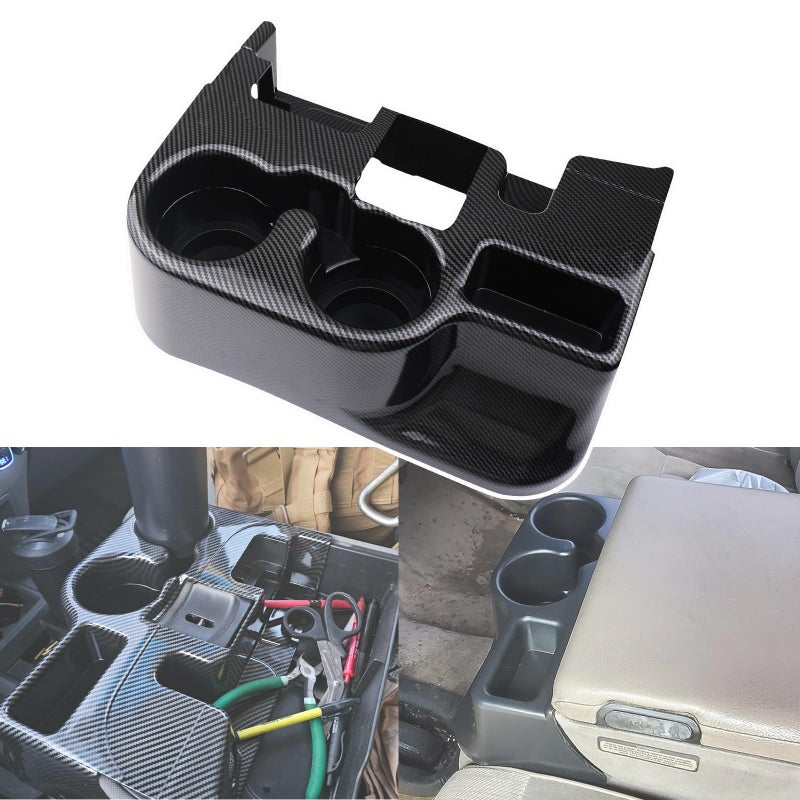 TQPONLY Carbon Fiber Cup Holder Attachment for Center Console | Compatible with 2003-2012 Dodge Ram 1500 2500 3500 Truck | Replaces SS281AZAA Front Seat Add-On Cupholder Tray Insert - Image 1