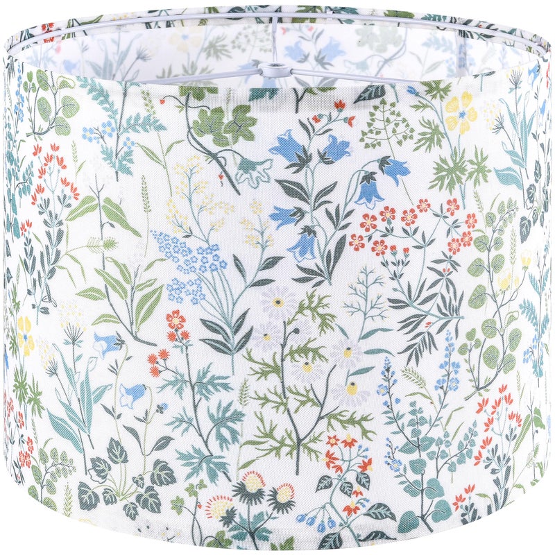 GO&SO GOSO 1pcs Medium Lampshade Polyester Fiber Printing Flowers Drum Lamp Shade For TableLamp,Floor Lamps,Diy Pendant Light,Wall Hanging,Spider Fitter 13 "Top x 13" Bottom x 10 "Heigh,Assembly Required - Image 1