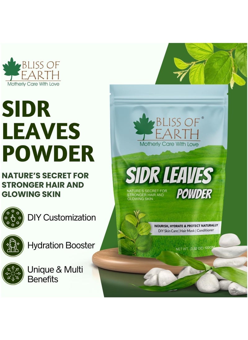 BLISS OF EARTH Sidr Powder for Hair and Body 100 Percent Pure Sidr Leaves Powder for Hair Growth Skin and Face Natural Hair Cleanser and Conditioner Pack of 3 x 100g  - Image 4