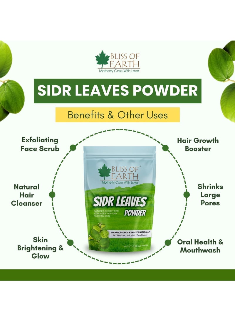 BLISS OF EARTH Sidr Powder for Hair and Body 100 Percent Pure Sidr Leaves Powder for Hair Growth Skin and Face Natural Hair Cleanser and Conditioner Pack of 3 x 100g  - Image 5