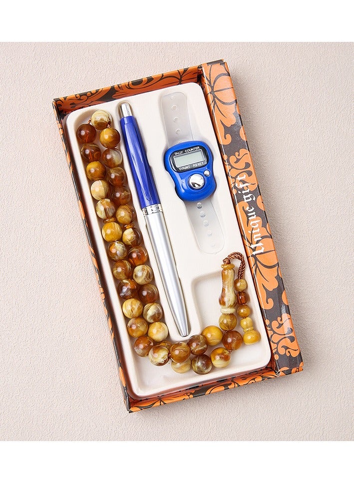 Muslim Prayer Beads 33 Pieces, Rosary, Counter, Pen Three-piece Set, Used For Prayer And Praise