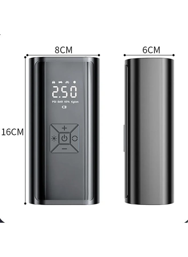 A tire pump, a ball valve, a power bank to charge the phone, and also an emergency flashlight You will need it throughout your day or during your travel It is indispensable in Arabic and travel The size is relative to the power of this small product If the car tire sleeps, don't worry anymore Car Tire Tire Air Compressor - 6A Powerful Air Inflator/Quick Electric Air Pump with Digital Tire Pressure Gauge for Car Tires, Bicycles, Balls Product size: 193x85x62 mm Weight: 700 grams - Image 3