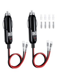 Y&D Cigarette Lighter Plug, 12V Fused Replacement Male Plug Adapter with Leads & LED Light 16AWG Extension Cable 15A Fuse (2 Pack)  - Image 1