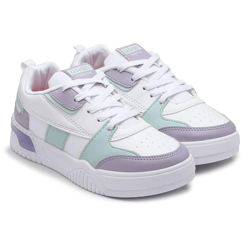 Asian Casual Sneakers in White Lavender for Women