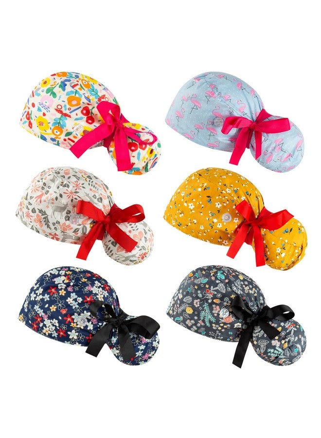 YEAJOIN Scrub Caps Women Bouffant Scrub Hats Caps Nurses Adjustable Working Cap Ponytail Pouch Tie Back Hats  - Image 1