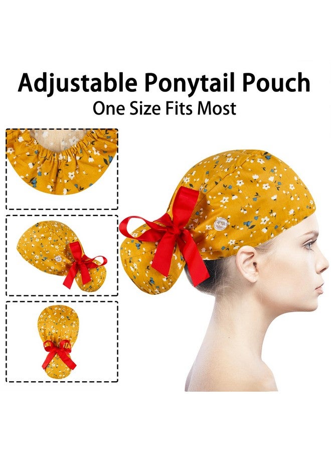 YEAJOIN Scrub Caps Women Bouffant Scrub Hats Caps Nurses Adjustable Working Cap Ponytail Pouch Tie Back Hats  - Image 5