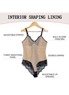SYOSI Lace Bodysuit for Women Tummy Control Shapewear V Neck Backless Tank Tops One Piece Body Shaper Thongs（XL）  - Image 3