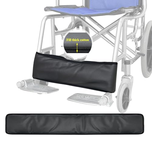 POWYS Wheelchair Footrest Belt Foot Calf Straps Leg Support Safety Feet Rest Belt Transporter Chair Adjustable Disabled Elderly Leg Rest Cushioned Pad to Prevent Feet SlippingFill Thick Cotton Leather - Image 2