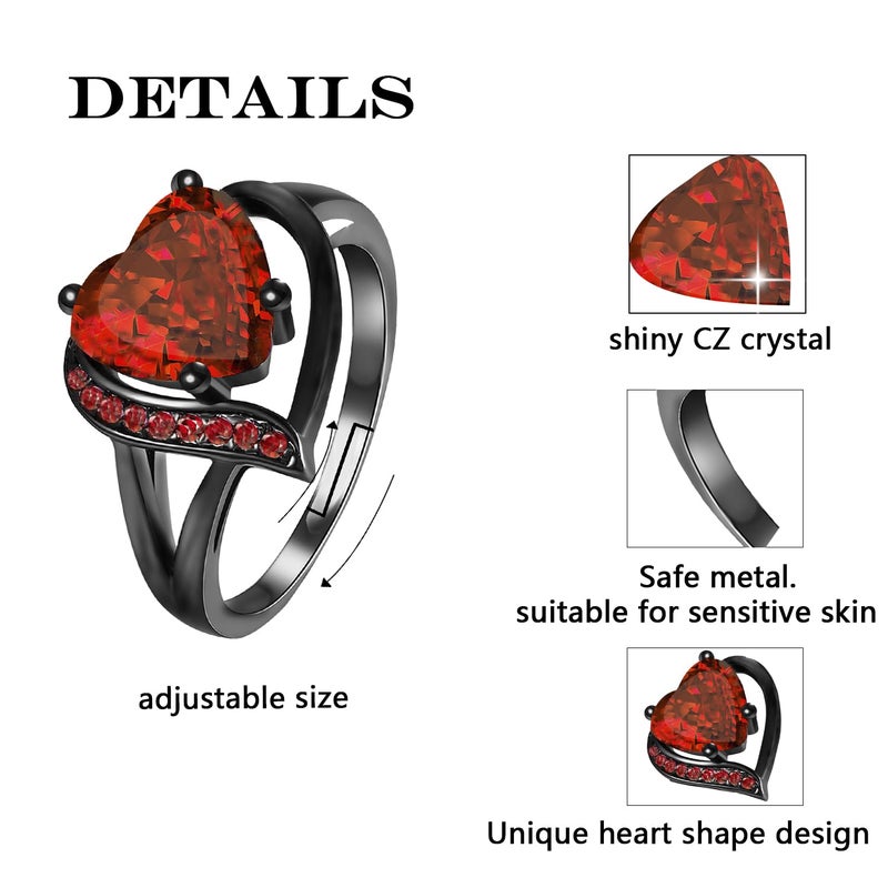Luckilemon Heart Engagement Ring, Promise Eternity Ring for Women, Radiant Cut Cubic Zirconia CZ Wedding Promise Rings Jewelry Gift,Friendship Promise Fashion Jewelry Valentine - Image 4