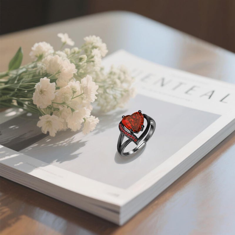 Luckilemon Heart Engagement Ring, Promise Eternity Ring for Women, Radiant Cut Cubic Zirconia CZ Wedding Promise Rings Jewelry Gift,Friendship Promise Fashion Jewelry Valentine - Image 3
