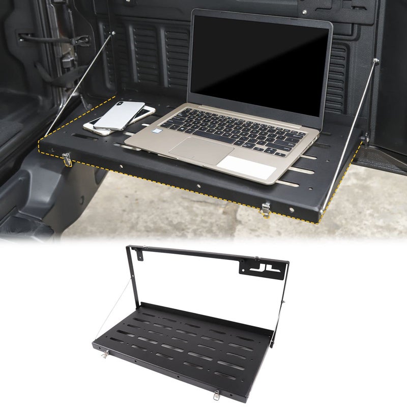 JeCar Tailgate Table Rear Foldable Cargo Shelf Aluminum Alloy Storage Shelf Compatible with Jeep Wrangler 20182023 JL JLU Black