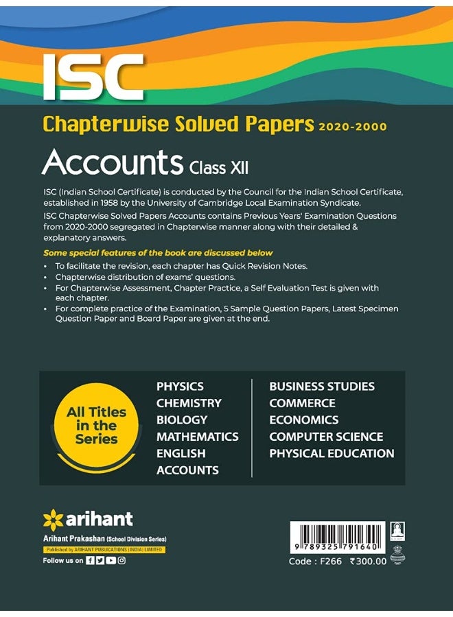 Isc Chapterwise Solved Papers Accounts Class 12 fo