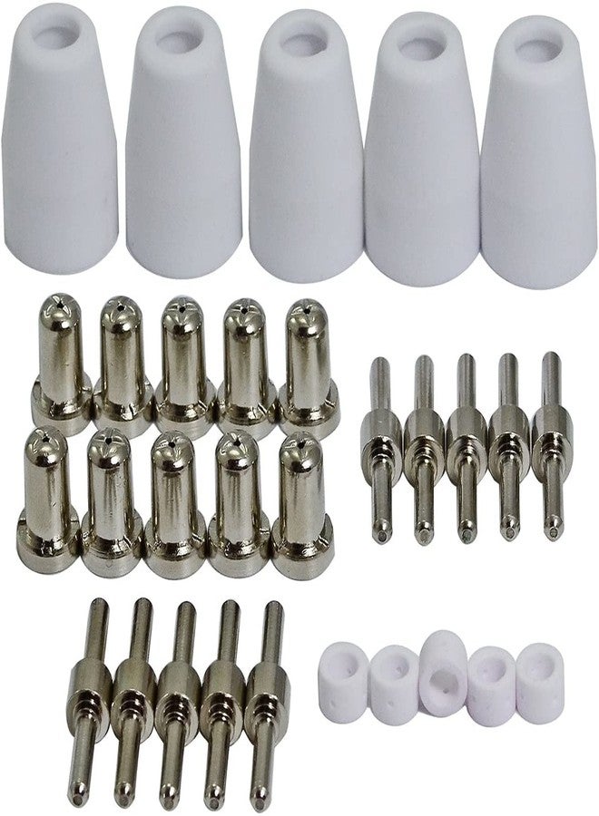 RIVERWELD PT-31 LG-40 JG40 Plasma Cutting Torch Consumables Extended Nickel-plated Tips Nozzle 18866L Electrode 18205L Shroud Shield Ceramic Cup 18204 for Cut 40 50 CT-312 Plasma Cutter 30pcs - Image 1