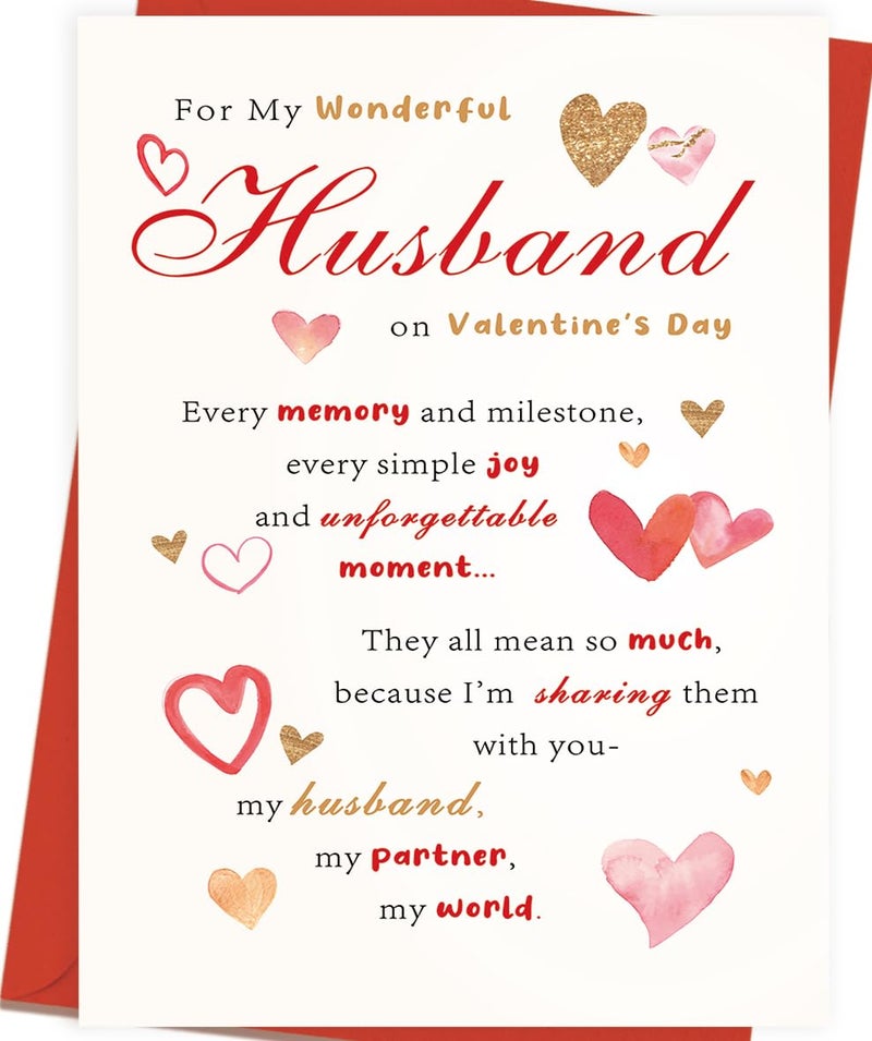 OJsensai Valentineâ€™s Day Card for Wondful Husband, Valentines Decorations Gifts Ideas from Wife - Image 1