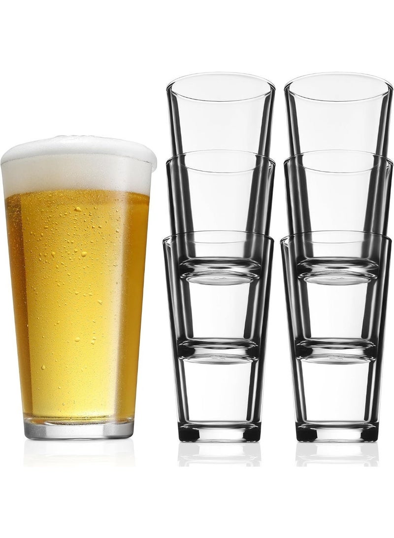 DubaiCrystal Beer Pint Glasses Set of 6, Highball Glasses 17 oz Tall Drinking Glasses Everyday Tumblers Home Bar Cocktail Glassware - Image 1