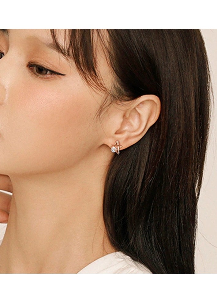 Wisalia Fashionable and exquisite silver earrings, moon and star design, fashionable women's matching earrings  - Image 4