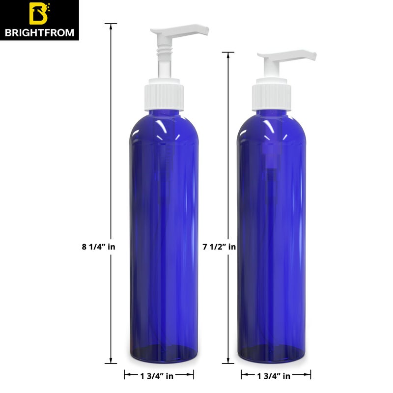 BRIGHTFROM Empty Lotion Pump Bottles, 8 Oz BPA-Free Refillable Plastic Containers, PETE1 Cobalt-Blue, Great for - Soap, Shampoo, Lotions, Liquid Body Soap, Creams and Massage Oil's (Pack of 3) - Image 3