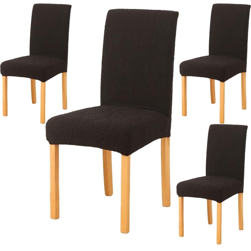 Styleys Stretch Jacquard Dining Chair Cover Removable Washable Dining Room Chair Cover Protector Seat Slipcover (Pack of 4, Dark Grey, JYMC1) - Image 5