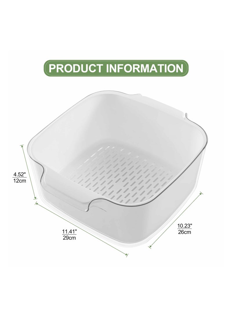 SYOSI SYOSI, Kitchen Colanders Bowl Set, Fruit Vegetable Washing Basket, 2 in 1 Fruit Strainers, Plastic Double Layered Drainage Basket for Pasta, Salads, BPA Free Storage Tray  - Image 2