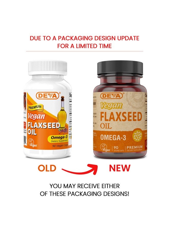 Deva Vegan Omega-3 Flaxseed Oil Supplement - 1000 MG Per Serving - Cold-Pressed & Unrefined - Fish Oil Alternative - with Omega-3 ALA - 90 Capsules, 12-Pack - Image 2