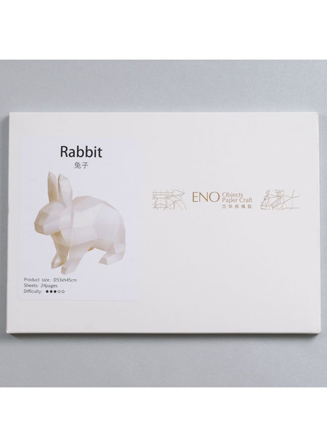 Creative 3d Jigsaw Puzzle Educational Assembly Toys Parent-child Building Blocks Adult Gifts Wooden Puzzles-Color:620730 Three-dimensional Paper Model-Rabbit (24 Pieces) - Image 1
