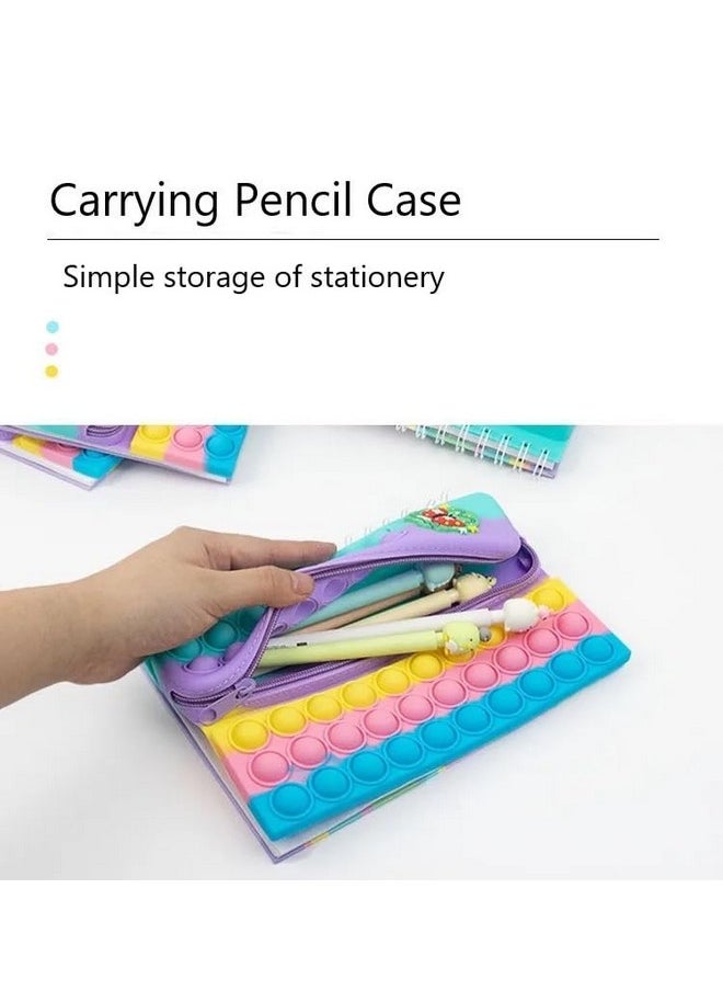 CherryBox - CherryBox Pop it Pencil Case with Diary, Combo of Fidget Popit Pouch & Diary for Kids Pop it Stationery Kit - Stationary Organizer Set/Birthday Return Gifts (Random Colour) (Unicorn) - Image 1