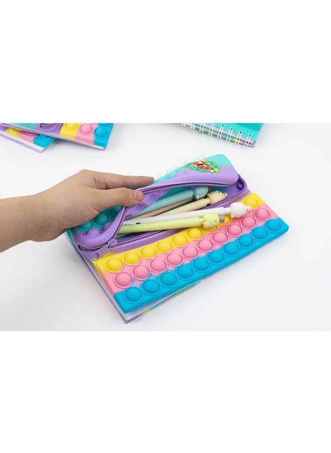 CherryBox - CherryBox Pop it Pencil Case with Diary, Combo of Fidget Popit Pouch & Diary for Kids Pop it Stationery Kit - Stationary Organizer Set/Birthday Return Gifts (Random Colour) (Unicorn) - Image 1