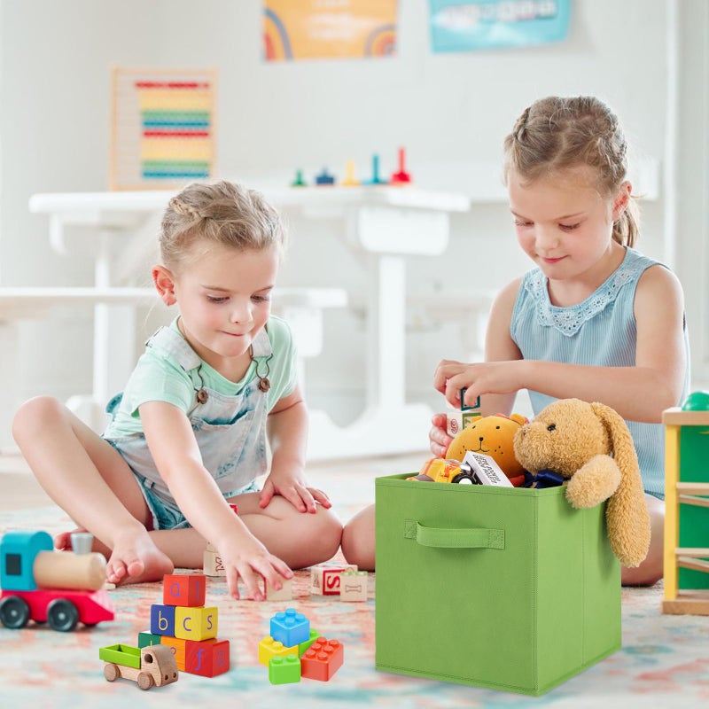 Stero Fabric Storage Bins 6 Pack Fun Colored Durable Storage Cubes with Fabric Handles Foldable Cube Baskets for Home, Kids Room, Closet and Toys Organization Multi Colors-1 - Image 4