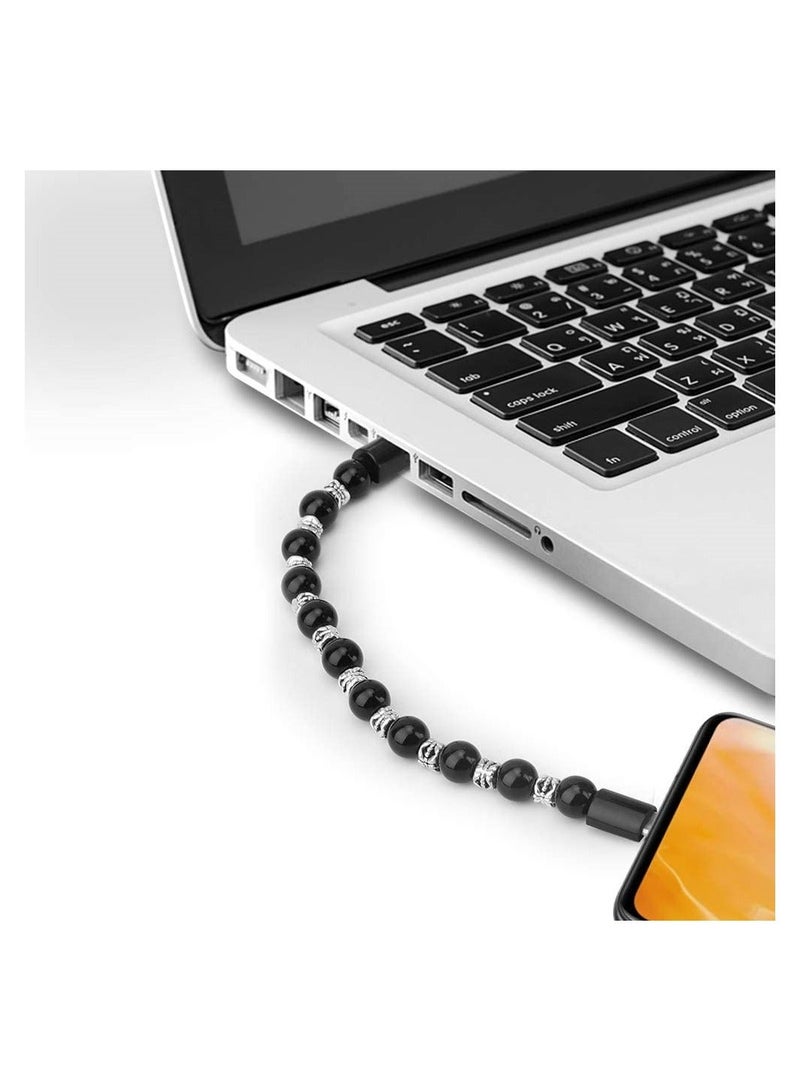 Y&D USB Charging Cable Bracelet Black Durable Bracelets Charger Cord Fashion Prayer Beads Wrist Line  - Image 4