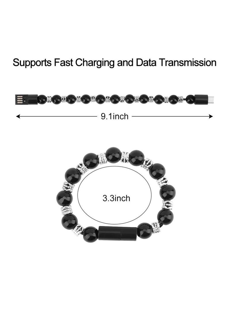 Y&D USB Charging Cable Bracelet Black Durable Bracelets Charger Cord Fashion Prayer Beads Wrist Line  - Image 5