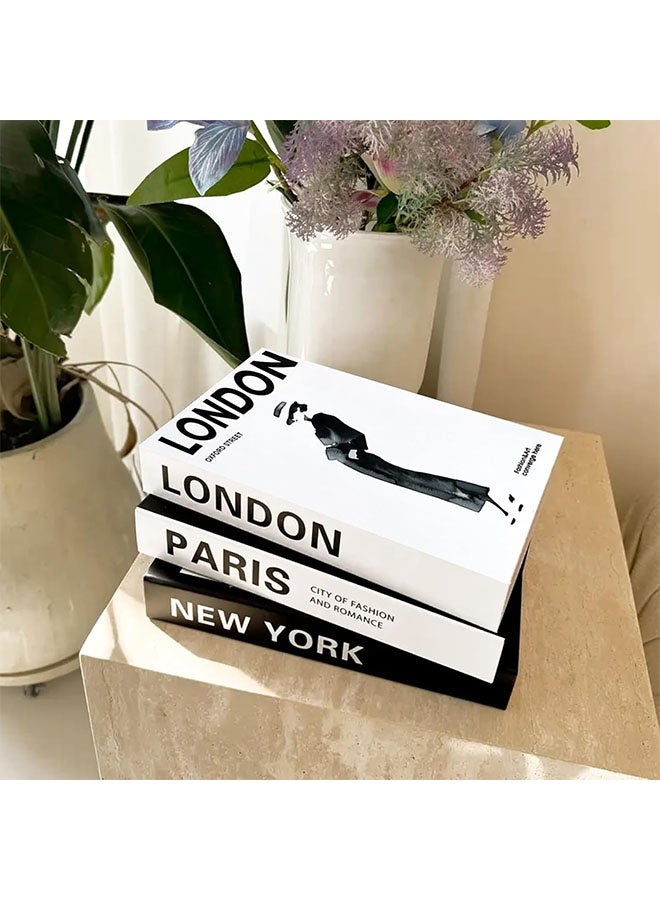 3-Piece Decorative Books Set, Faux Book Storage Box, Coffee Table Books for Home Decor, Shelf Decor Accent for Living Room, Office, Entryway - Image 3