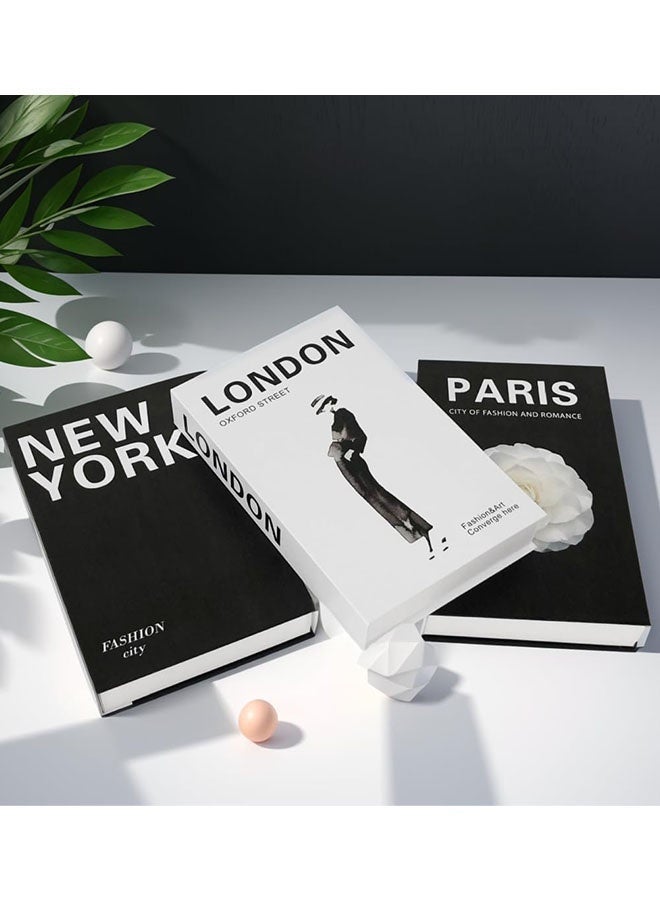 بيتك طقم كتب ديكور, كتب زينة المزيفة بتصميم عصري, ديكور طاولة القهوة للمنزل والمكتب،كتب ديكور لرفوف غرفة المعيشة ومدخل المنزل، 3 قطع - Image 2