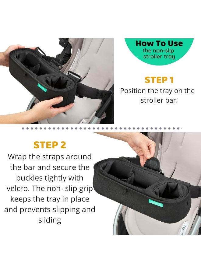 Swanoo Universal Stroller Tray With Insulated Sippy Cup Holder - Image 5