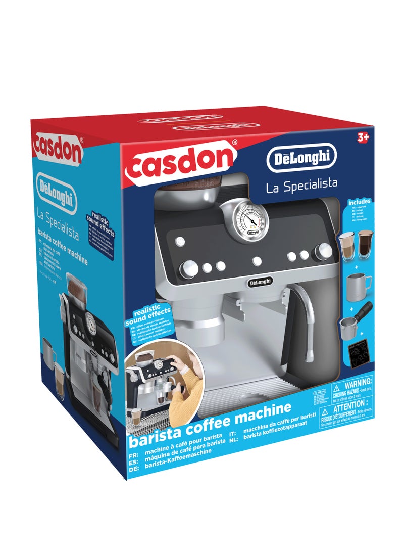 CASDON - De'Longhi Barista Coffee Machine: Toy Kitchen Playset With Moving Parts, Realistic Sounds, And Magic Coffee Reveal, For Kids Aged 3+, Silver And Black - Image 1