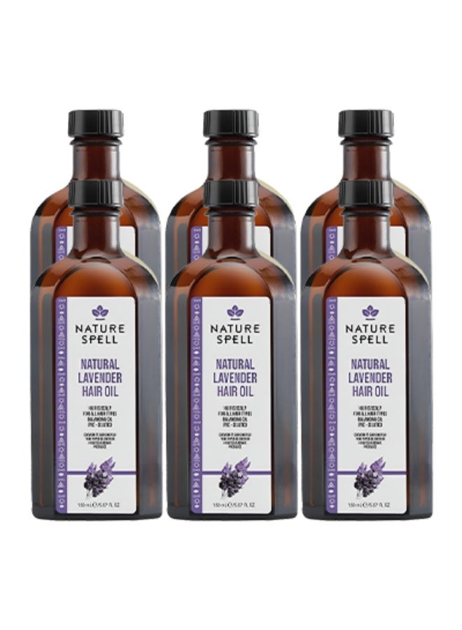 Nature Spell 6 Pieces Natural Lavender Hair Oil For All Hair Types 150ml - Image 1