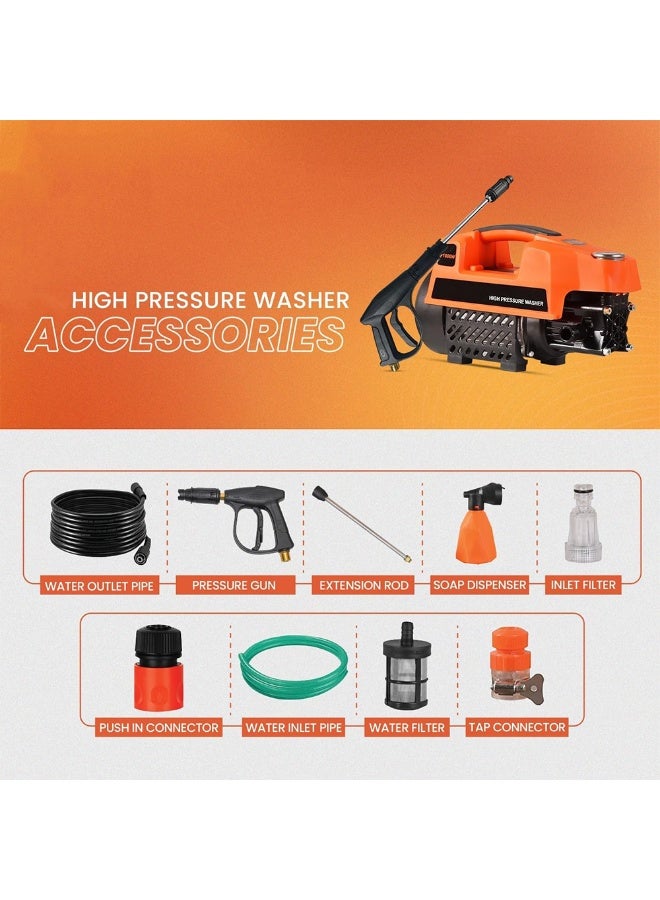 BlueFire Car Washer High Pressure Pump 1800W | 120 Bar | 6.5L/Min Flow Rate | Corded Electric | Durable & Powerful Pressure Washer with 5m Hose, Spray Gun & Water Filter | Portable Cleaning Machine for Car, Bike, Home, and Outdoor Use - Image 3