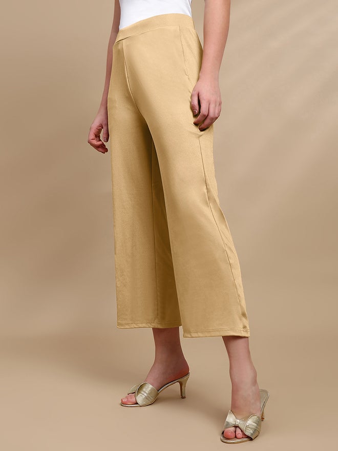 De Moza Gold Solid Crop Length Pants - Image 3
