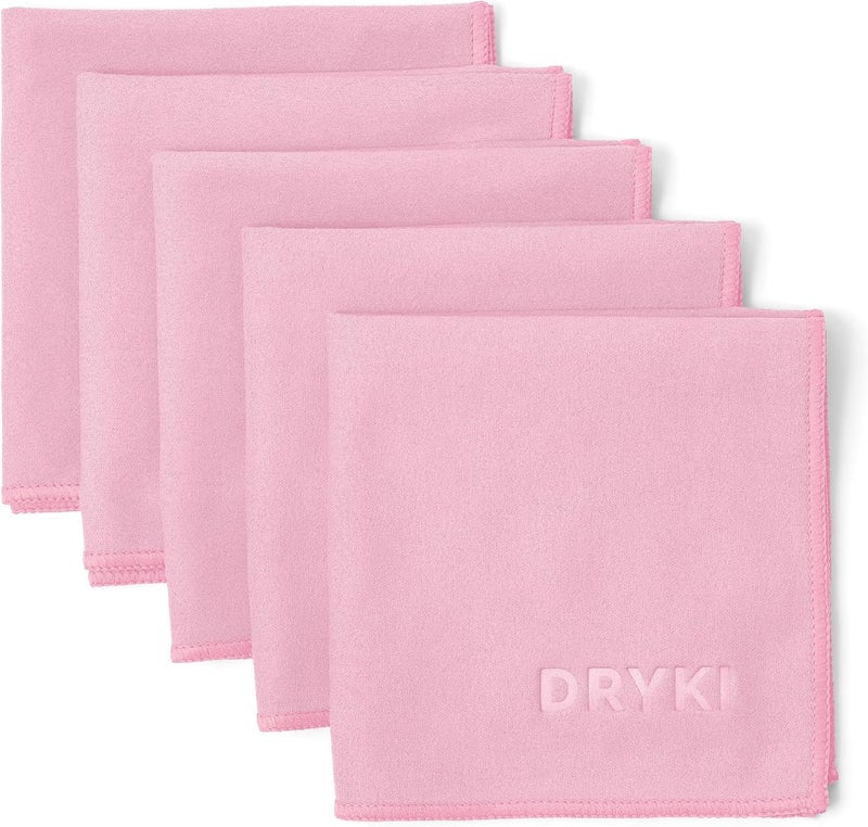 DRYKI مناديل الماصة للعرق - المناديل الرياضية الأصلية المصنوعة من الألياف الدقيقة لامتصاص ال��رق من اليدين والوجه والجسم (لون وردي الصدفة، عبوة تحتوي على 5 قطع). - Image 1