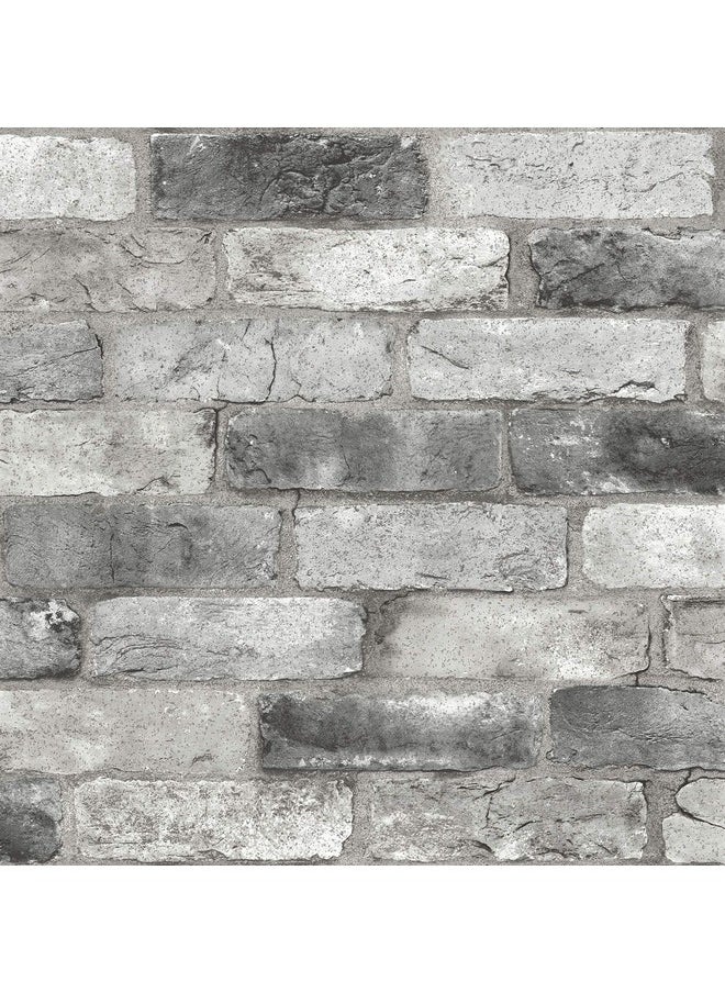 NuWallpaper Nus3550 London Brick Peel & Stick Wallpaper Grey  - Image 1