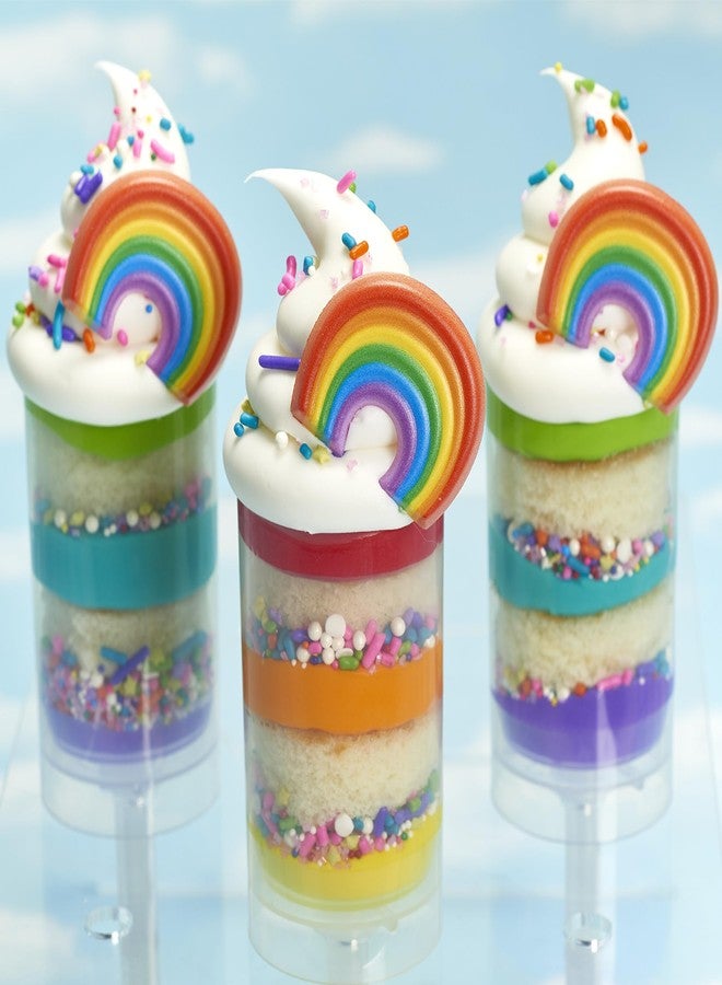 DecoPac Rainbow Cupcake Toppers, 24 Multi-Color Cake Decorations, Food Safe Cupcake Rings - 24 Pack - Image 4