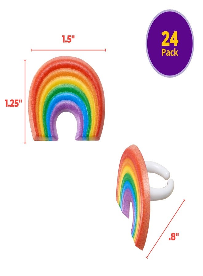 DecoPac Rainbow Cupcake Toppers, 24 Multi-Color Cake Decorations, Food Safe Cupcake Rings - 24 Pack - Image 3