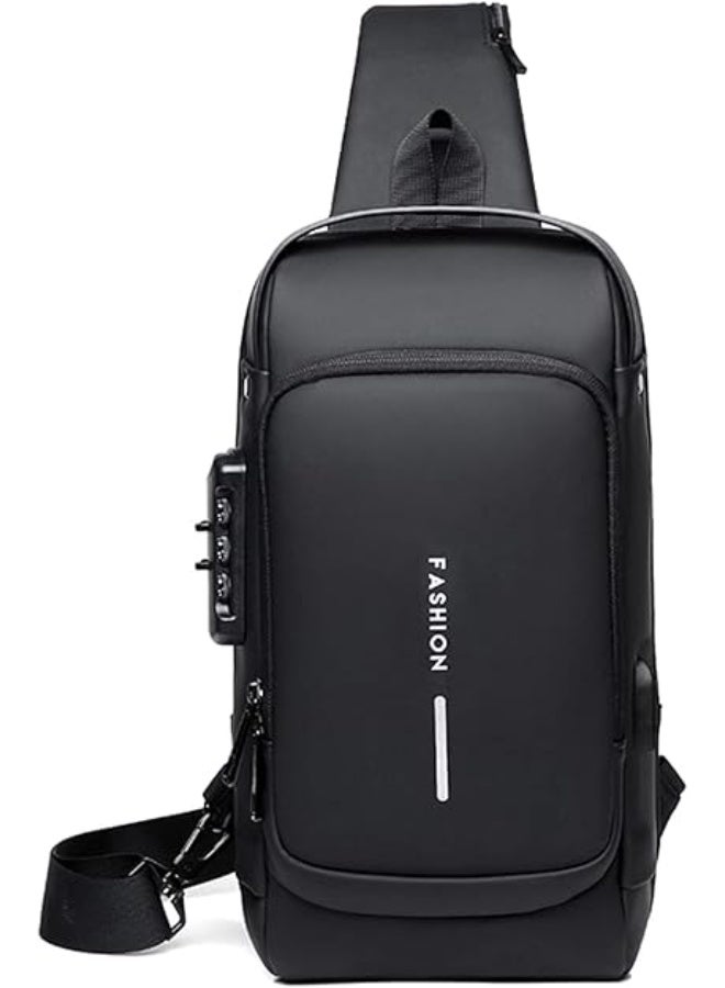 FANDARE Anti-theft Chest Bag Business Shoulder Bags Satchel Bag with USB for Men Travel Hiking Cycling Camping Excursion Waterproof Multi-Pockets Small Backpack - Image 1
