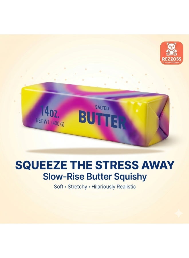 REZZOSS Realistic Stick of Butter Squishy Toy – 14oz (400g) Slow-Rise Salted Butter Stress Reliever | Soft TPR Squeeze Sensory Fidget Toy for Kids & Adults | Funny Prank Gag Gift & Decompression Office Desk Accessory | Perfect Birthday & Eid Gift - Image 2
