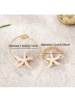 Just Quality 2 Pcs White Turquoise Stone Starfish Toe Rings Set, Beaded Adjustable Beach Foot Jewelry, Ocean Style Summer Vacation Accessories  - Image 3