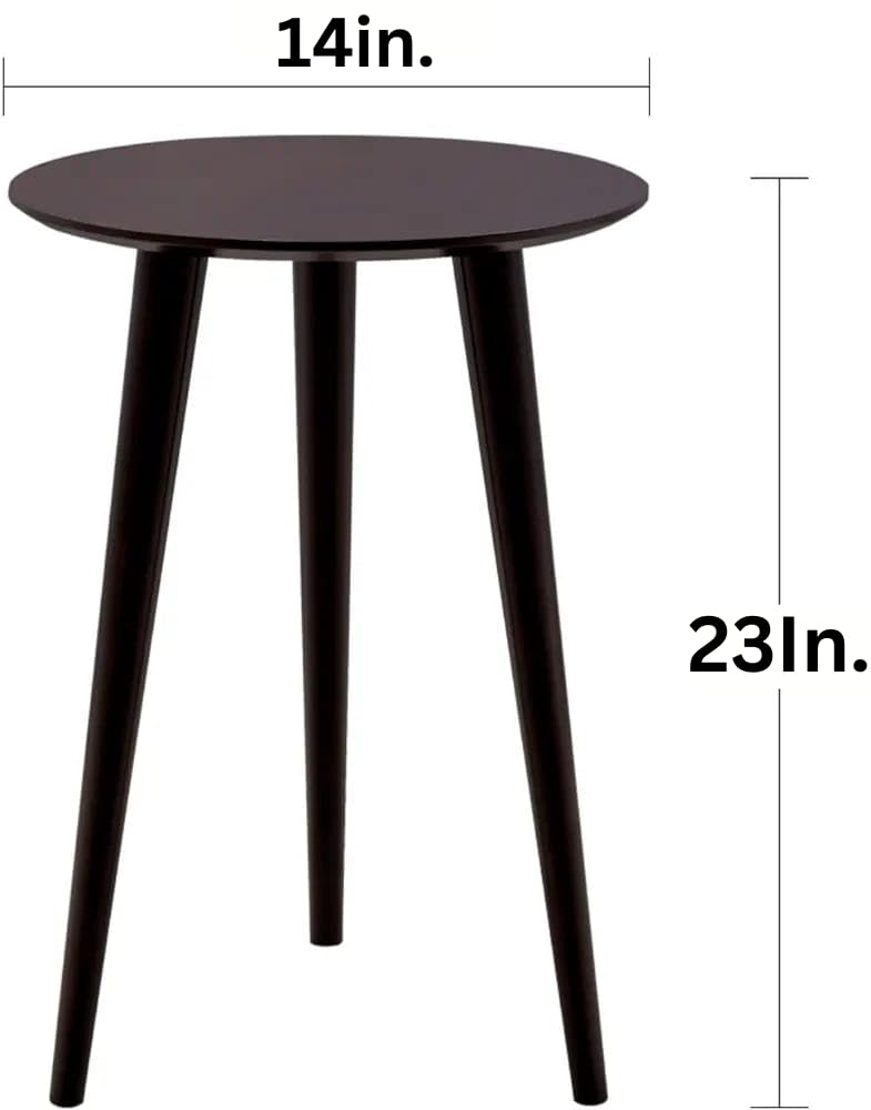 carpentray Side End Table for Livingroom Entryway Kitchen Mid Century Modern Real Solid Wood Sofa Tables Accent Round Coffee Table Brown - Image 2