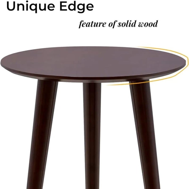 carpentray Side End Table for Livingroom Entryway Kitchen Mid Century Modern Real Solid Wood Sofa Tables Accent Round Coffee Table Brown - Image 5