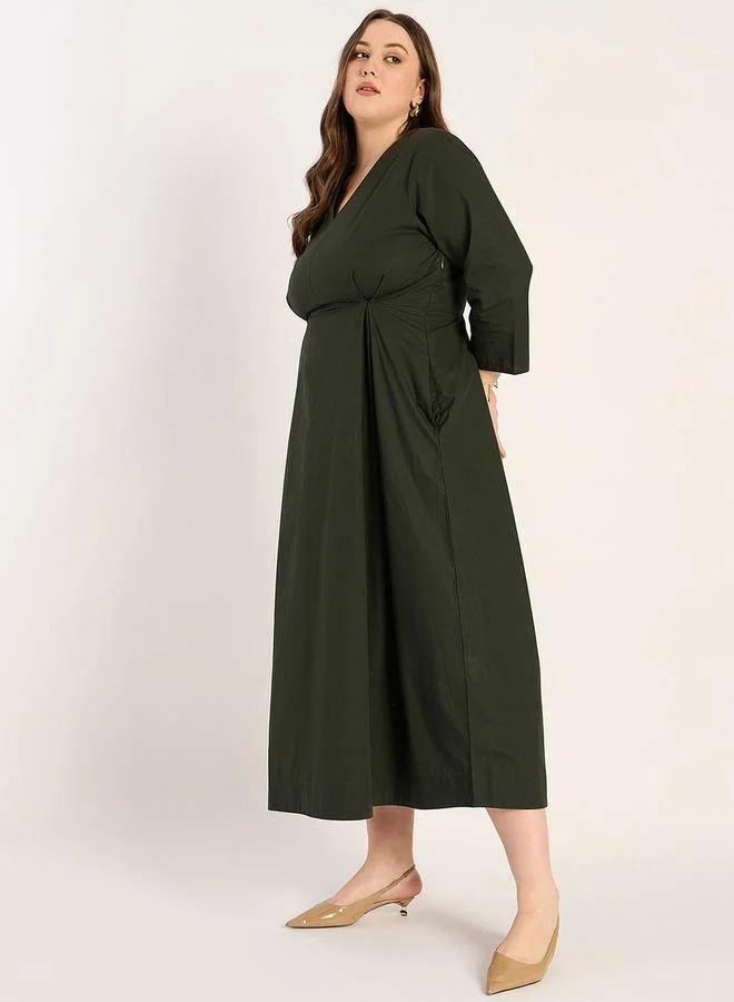 Femmella Olive V-Neck Dress